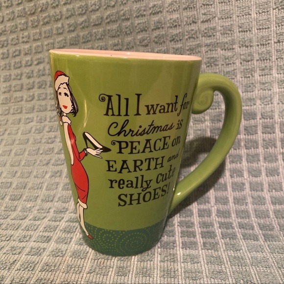 ALL I WANT FOR CHRISTMAS IS PEACE ON EARTH & REALLY CUTE SHOES! Coffee / mug cup - Picture 1 of 6